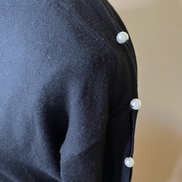 Talbots Black Sweater with Pearls - Picture 2 of 6